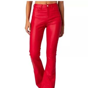 Edikted Faux Red Leather Flare Pants
Small